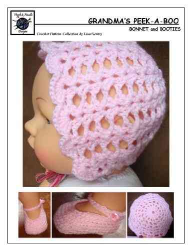 Grandma S Peek A Boo Crochet Pattern #131 For Bonnet Booties