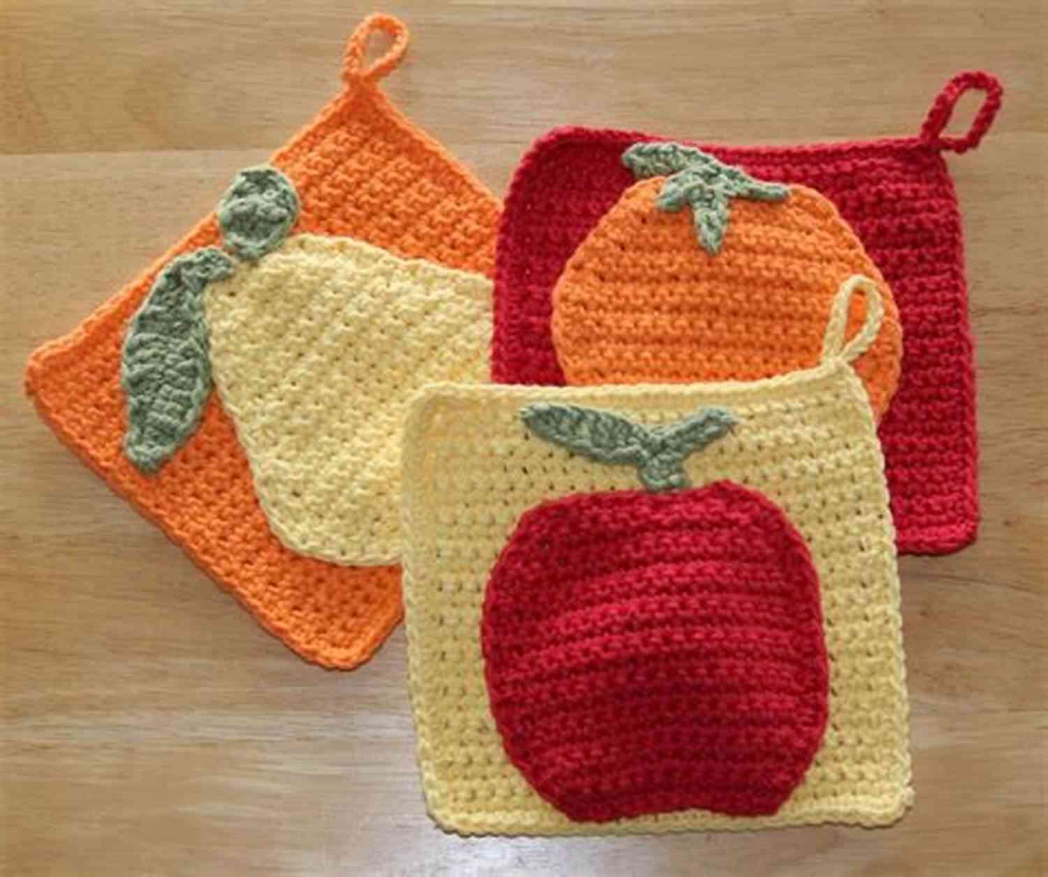 Fruity Potholders Hot Pads Kitchen Accessory Crochet Pattern