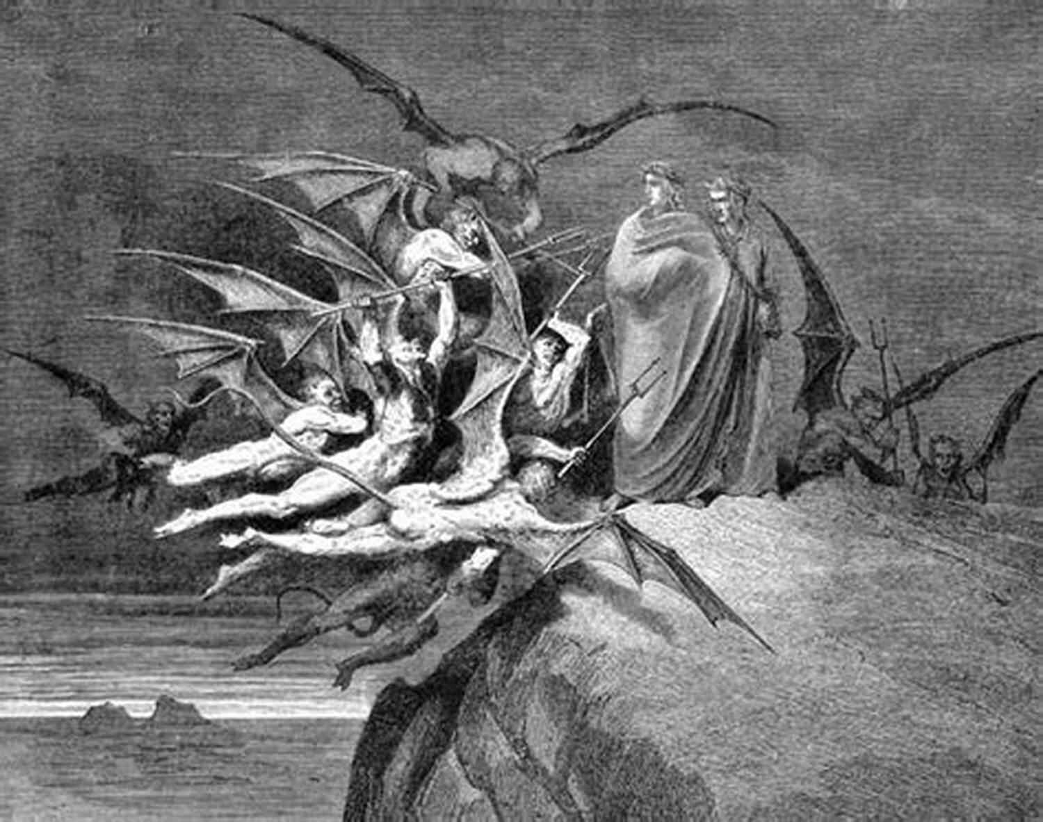 Illustration Of Dante And Virgil In The Inferno The Divine Comedy: Inferno Purgatorio Paradiso
