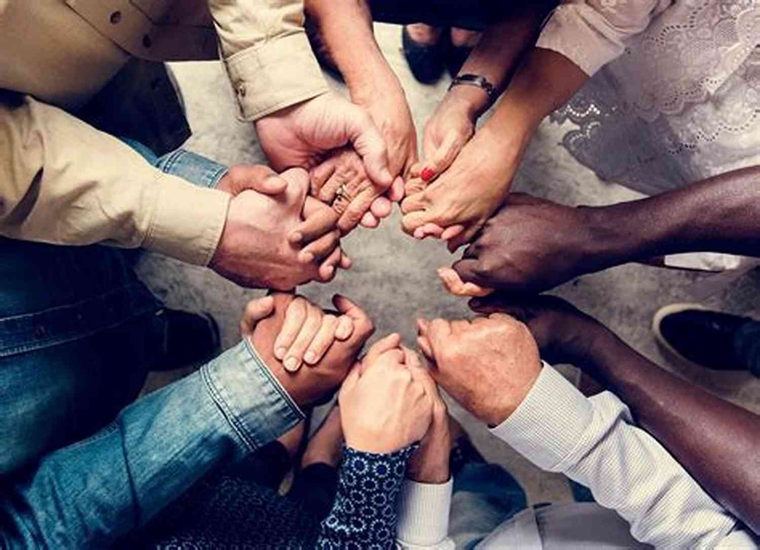 People Holding Hands, Forming A Supportive Community Understanding And Overcoming Abuse: Courage To Speak Out And Heal