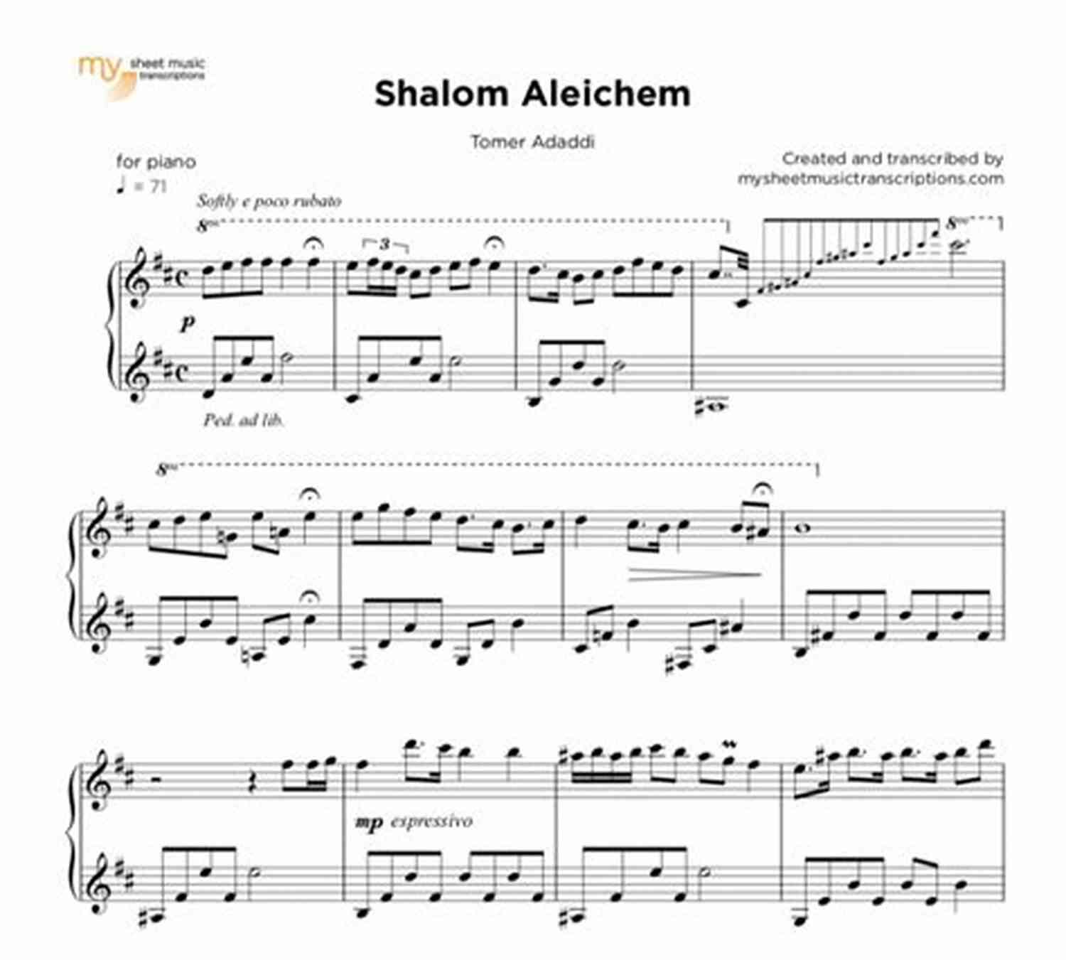 Shalom Aleichem Part Piano Sheet Music Collection Shalom Aleichem Part 3 Piano Sheet Music Collection (Jewish Songs And Dances Arranged For Piano)