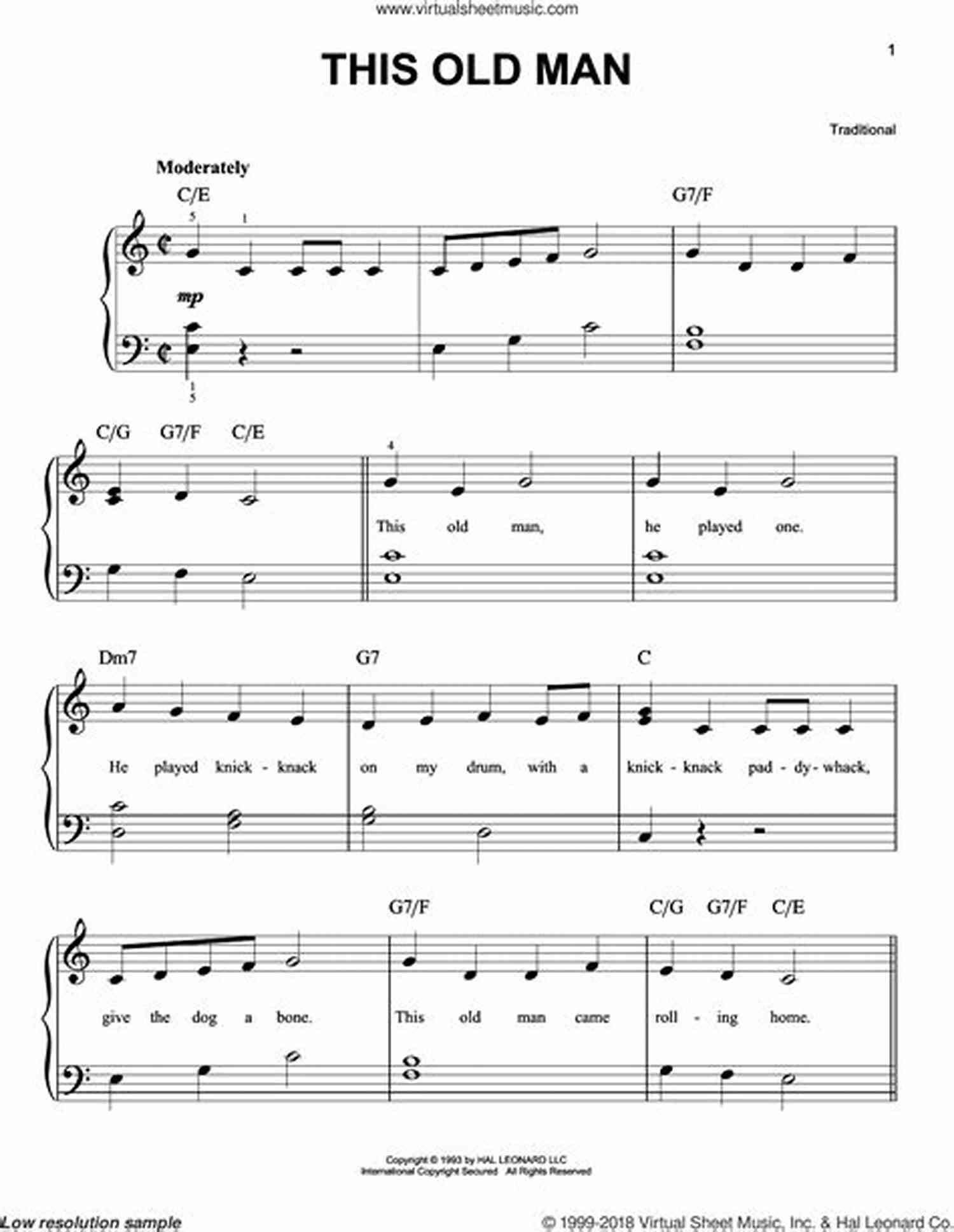Sheet Music For This Old Man Easy Piano Songs For Kids: 65 Classic Melodies For Kids To Play On Piano Easy Piano Sheet Music For Kids (with Labeled Notes Free Audio)